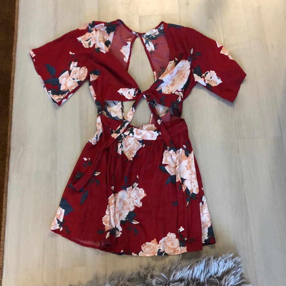 Red Floral Tobi Tie Dress